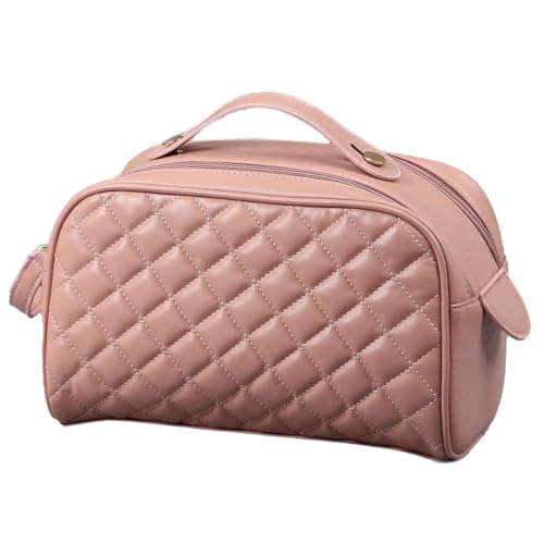 Vmokki Kulturtasche Damen, Gesteppte Waschtasche, Kosmetiktasche mit Griff, Kulturbeutel aus Kunstleder Elegant Groß für Reisen Urlaub (Pink) von Vmokki