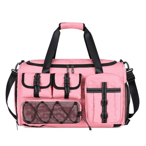 Vmokki Sporttasche mit Schuhfach, Rucksackfunktion, Nassfach, Reisetasche Trainingstasche für Sport, Reisen, Fitness, Damen Herren Wasserdicht Reflektierend Groß 40L (Pink) von Vmokki