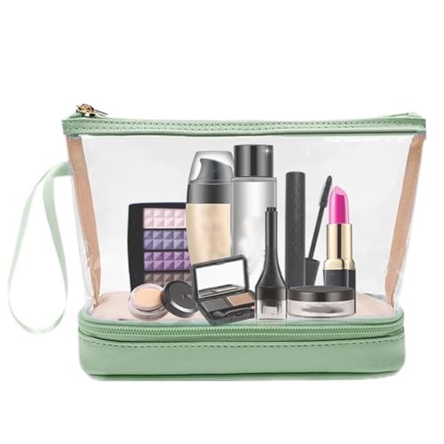 Kulturbeutel für Reisen – doppellagige Reisetasche mit Reißverschluss – Make-up-Aufbewahrungs-Organizer, Kosmetik-Make-up-Tasche für Reisen, Toilettenartikel, Zubehör, Pinsel, grün, Refer to von Voihamy