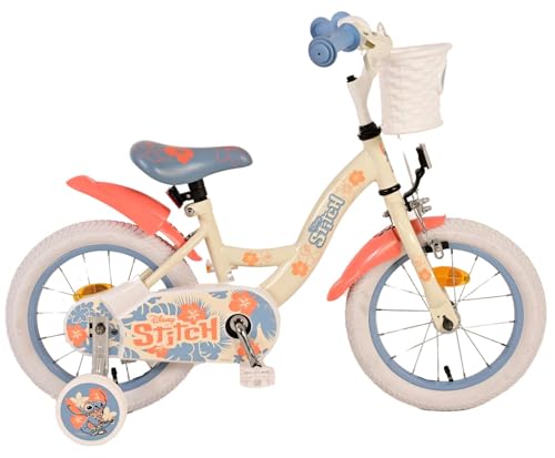 Disney Stitch Kinderfahrrad - Mädchen - 14 Zoll - Creme Koralle Blau von Volare