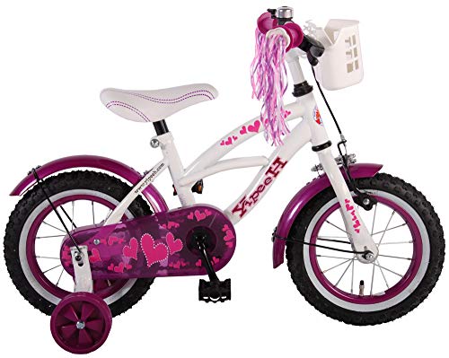 Volare Heart Cruiser Kinderfahrrad - Mädchen - 12 Zoll - Weiß Lila von Volare