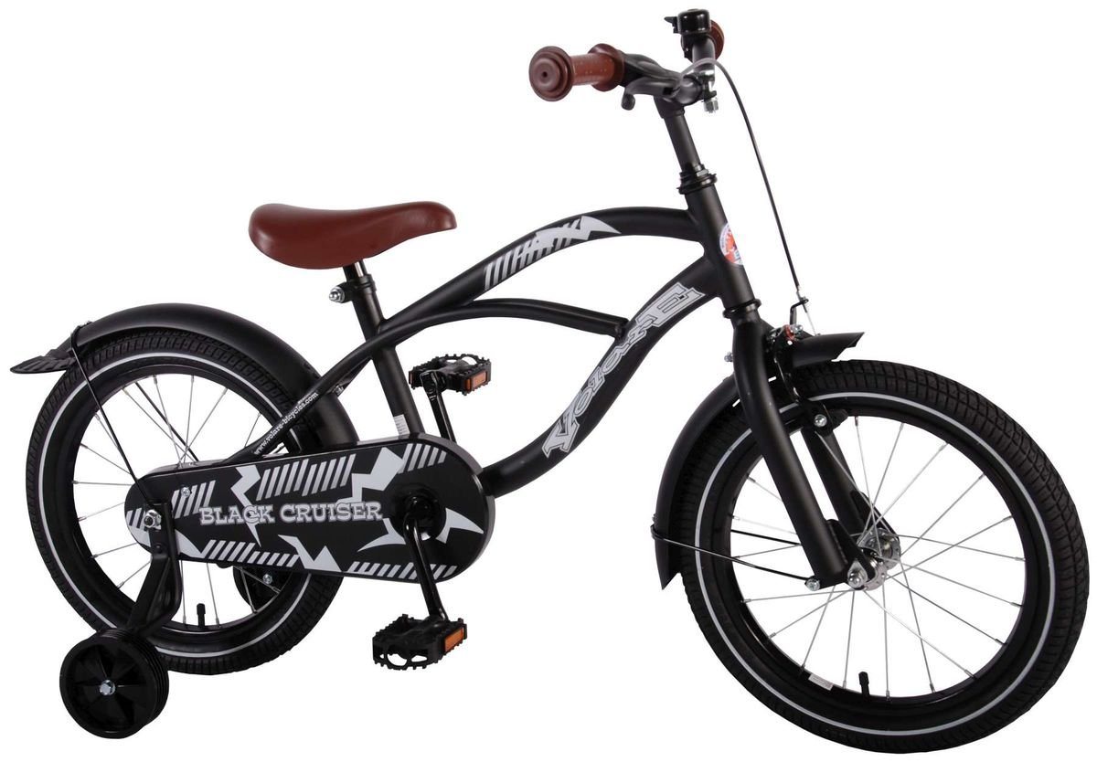 Volare Kinderfahrrad 16 Zoll Kinder Jungen Fahrrad Holland Bike Cruiser Schwarz 21602-CH, 1 Gang, Rücktrittbremse, Stützräder, Schutzbleche von Volare