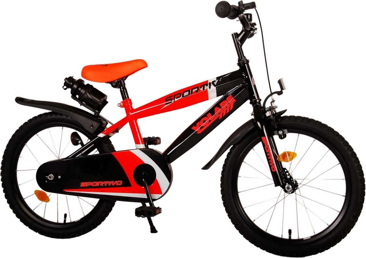 Volare Kinderfahrrad 18 Zoll Fahrrad Kinderfahrrad MTB BMX Rad Bike Sportivo Orange 2072, 1 Gang, Rücktrittbremse, Seitenständer, Schutzbleche, Trinkflasche von Volare