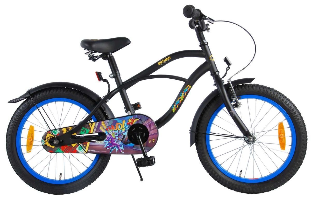 Volare Kinderfahrrad 18 Zoll Kinder Jungen Fahrrad Rad Bike Batman Volare Cruiser 81834, 1 Gang, Seitenständer, Klingel, Schutzbleche von Volare