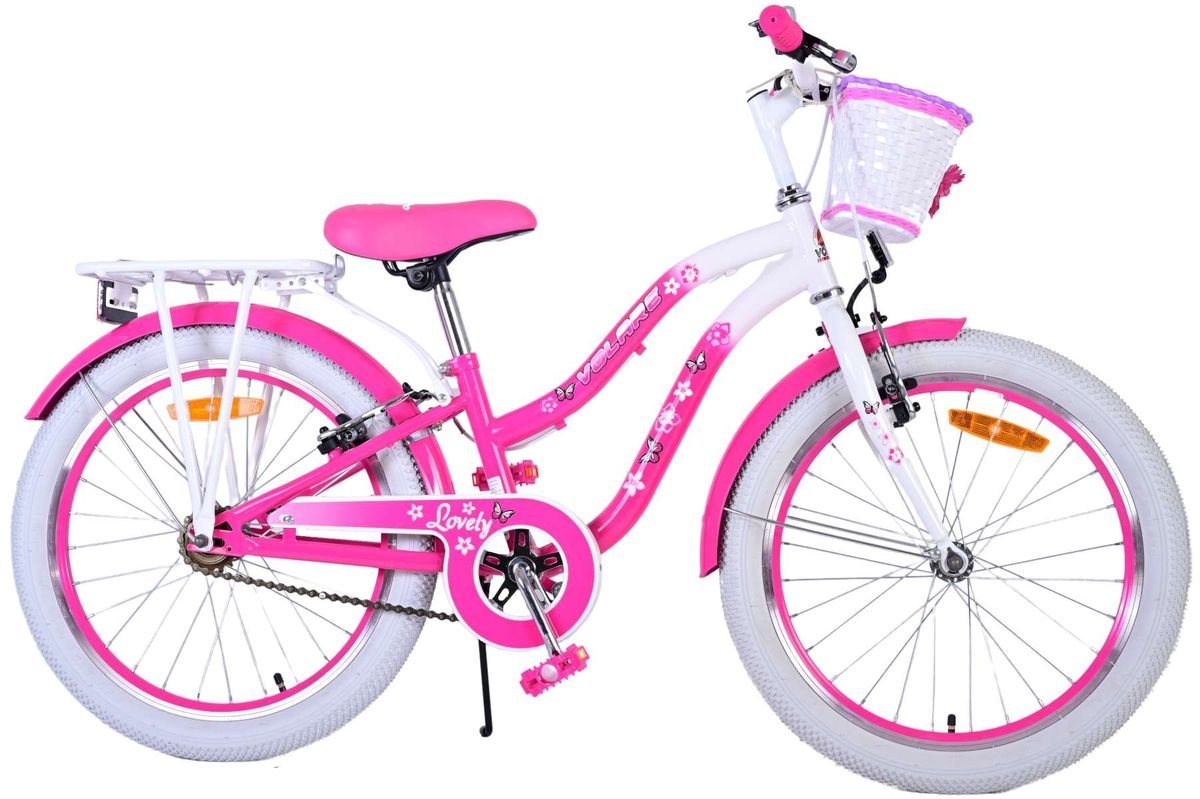 Volare Kinderfahrrad 20 ZOLL Kinder Mädchen Fahrrad Kinderfahrrad Rad LOVELY Rosa 22120, 1 Gang, Rücktrittbremse, Korb, Seitenständer, Gepäckträger, Schutzbleche von Volare