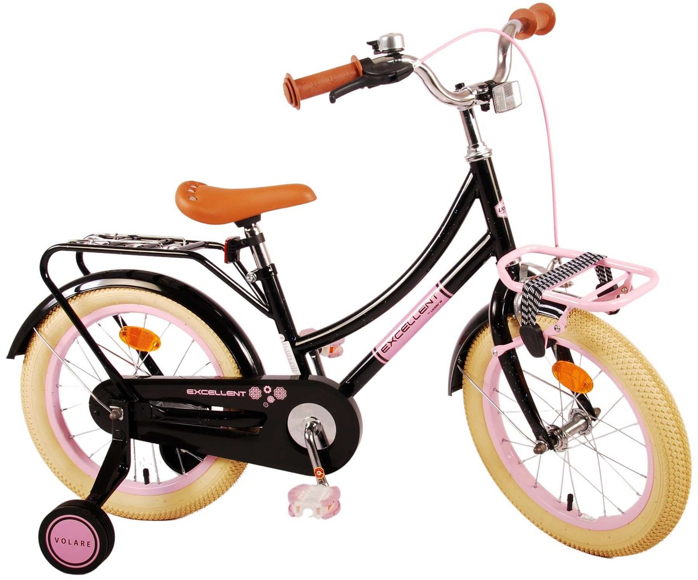 Volare Kinderfahrrad Excellent - Mädchen - 16 oder 18 Zoll- bis 60kg - 95% zusammengebaut, Rücktrittbremse, 3 - 7 Jahre, Luftbereifung von Volare