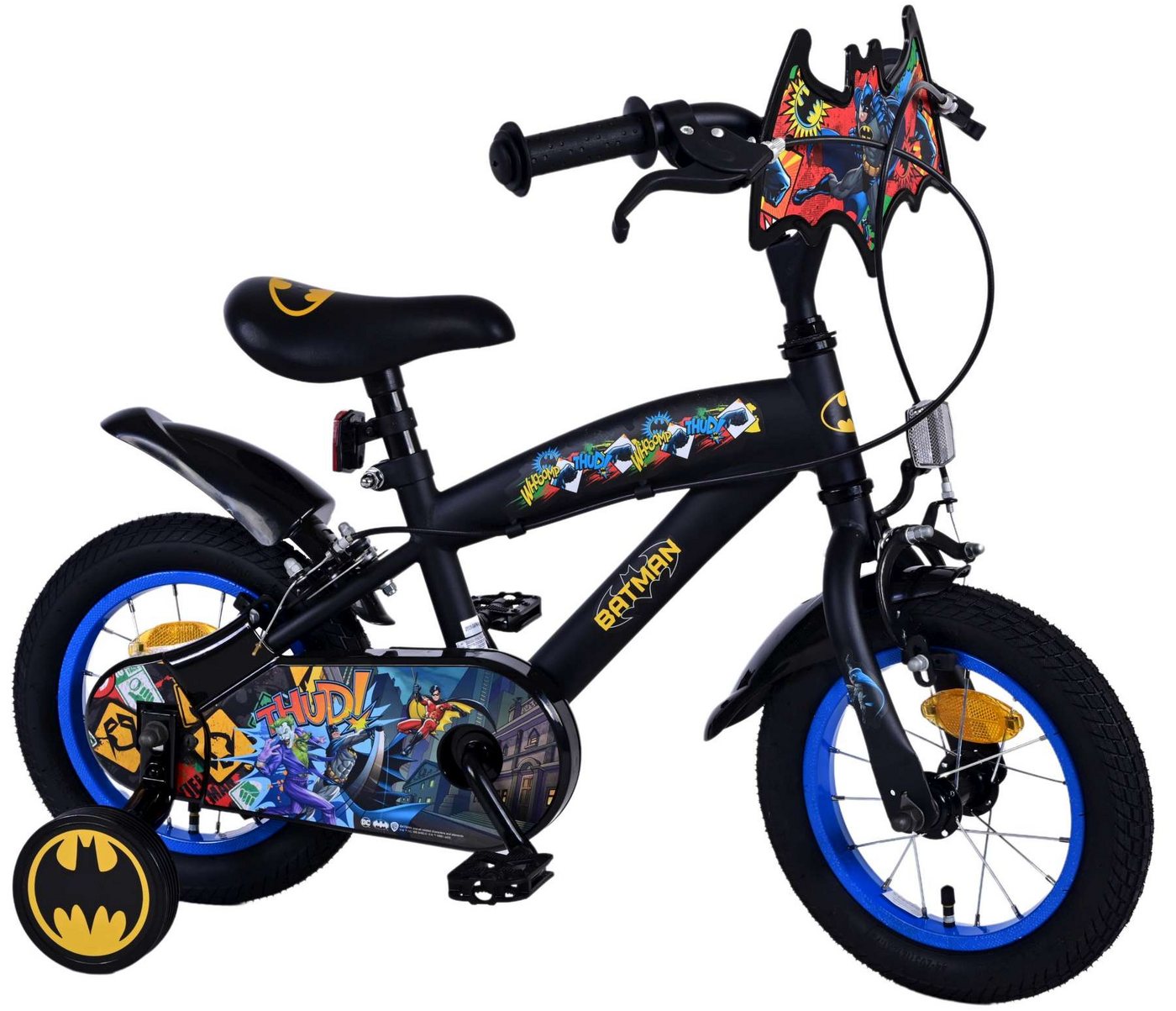 Volare Kinderfahrrad Kinderfahrrad Batman für Jungen 12 Zoll Kinderrad in Schwarz Fahrrad von Volare