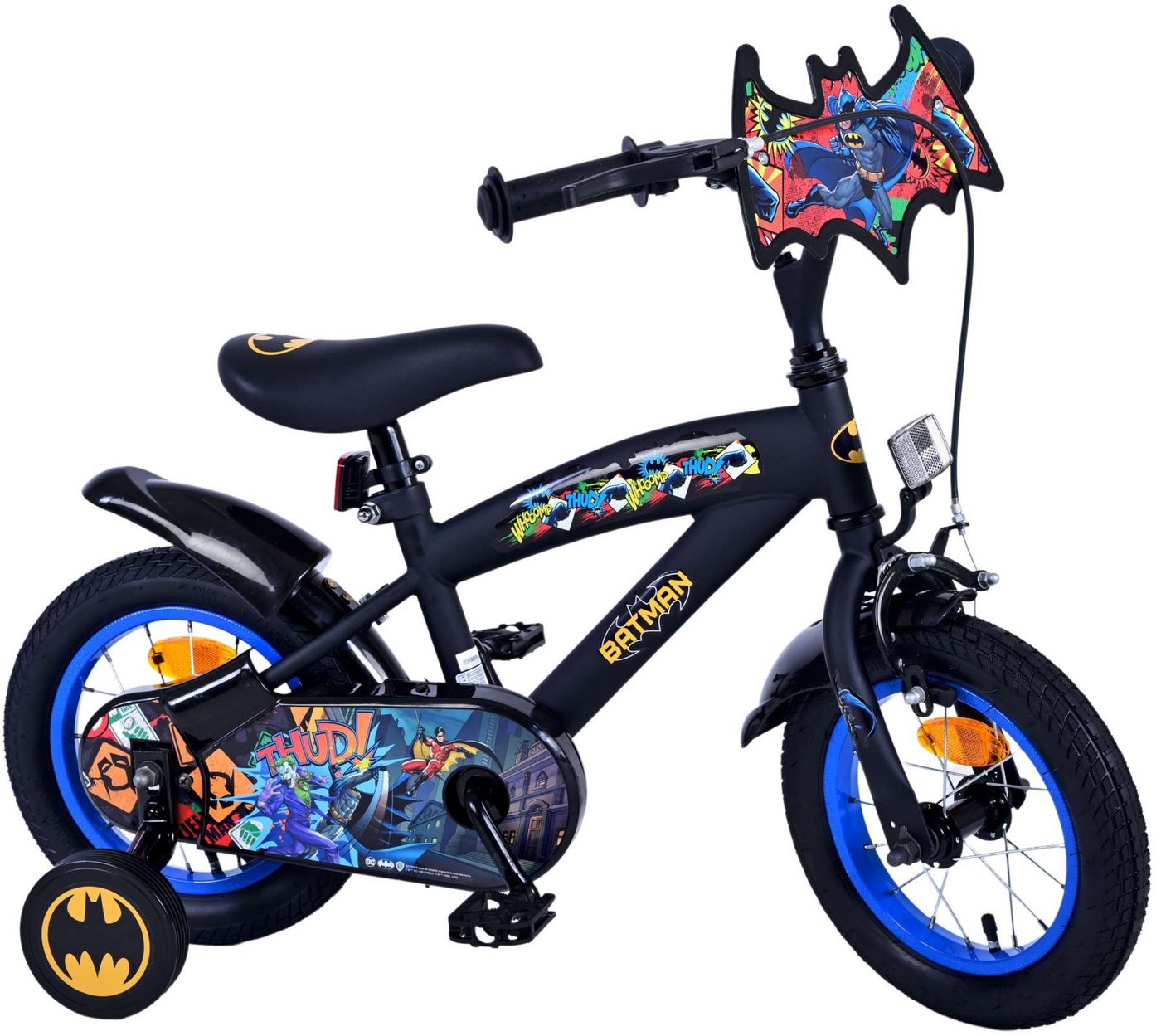 Volare Kinderfahrrad Kinderfahrrad Batman für Jungen 12 Zoll Kinderrad in Schwarz Fahrrad von Volare
