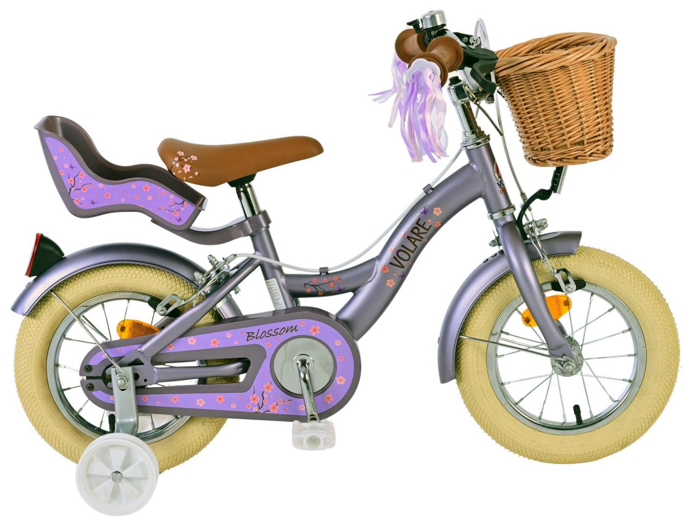 Volare Kinderfahrrad Kinderfahrrad Blossom für Mädchen 12 Zoll Kinderrad in Lila von Volare