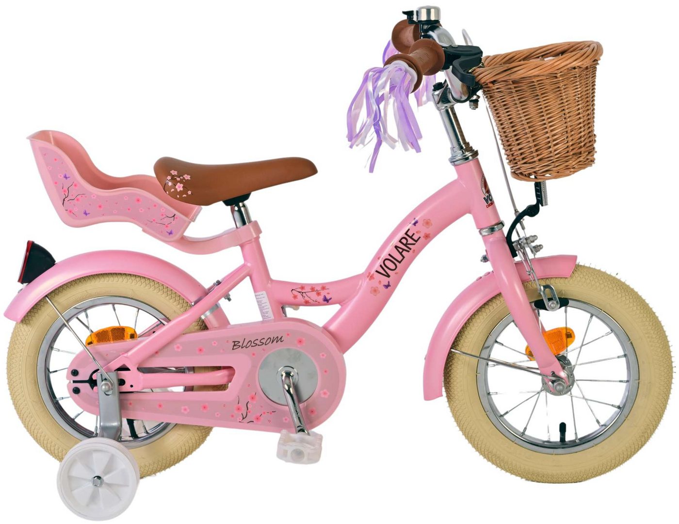 Volare Kinderfahrrad Kinderfahrrad Blossom für Mädchen 12 Zoll Kinderrad in Rosa von Volare