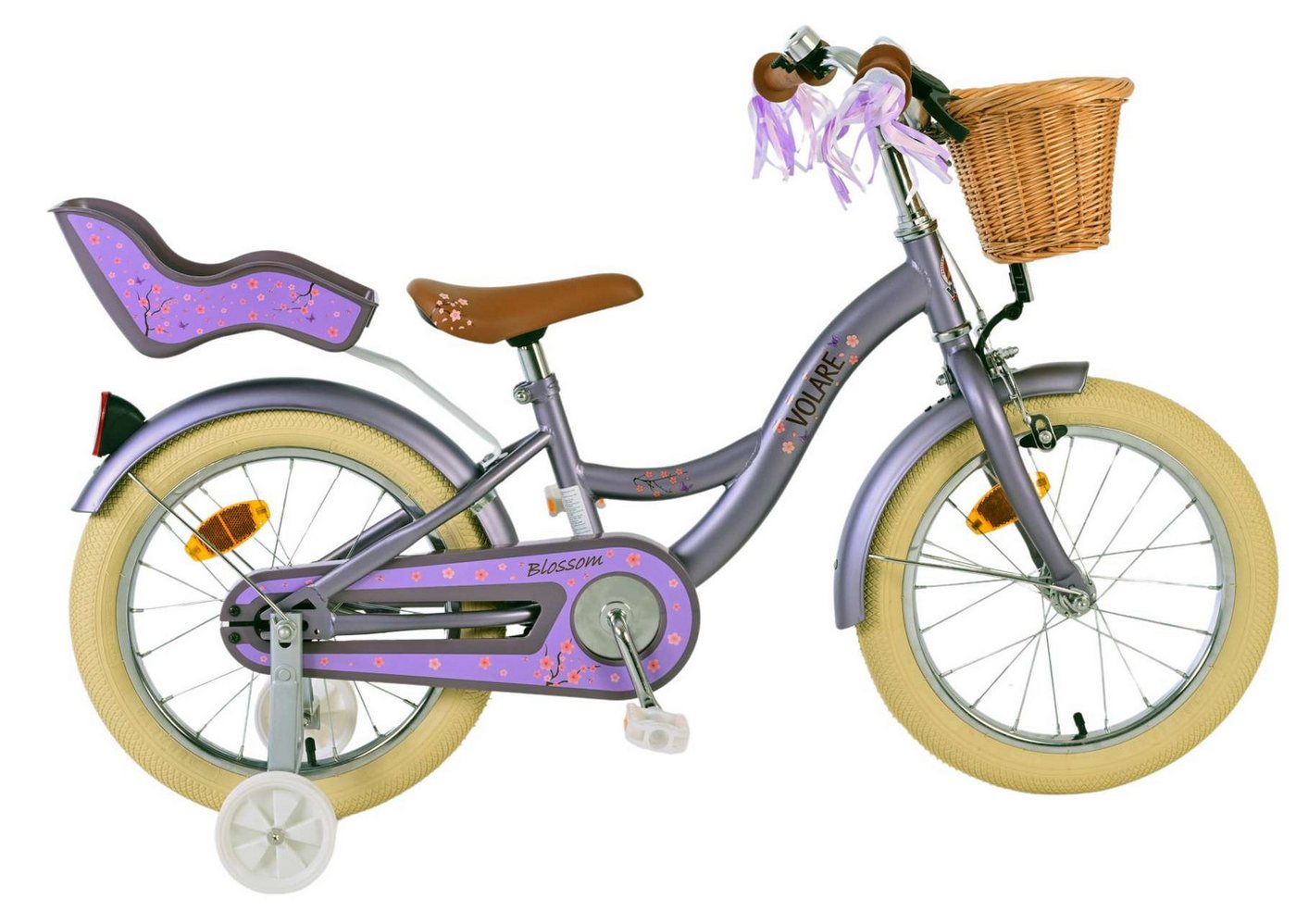 Volare Kinderfahrrad Kinderfahrrad Blossom für Mädchen Fahrrad 16 Zoll Kinderrad in Lila von Volare