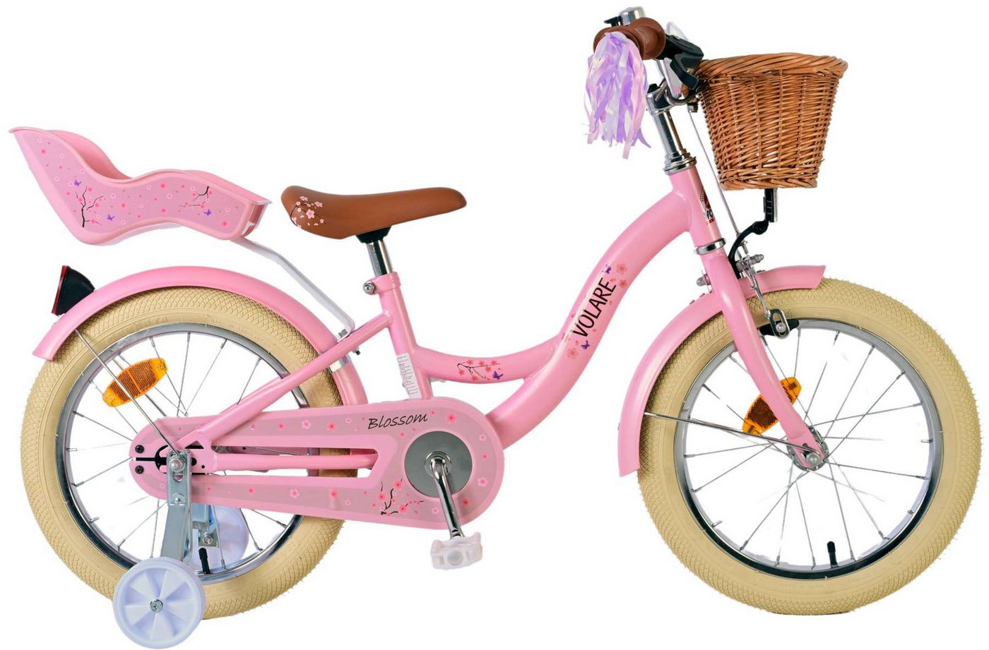 Volare Kinderfahrrad Kinderfahrrad Blossom für Mädchen Fahrrad 16 Zoll Kinderrad in Rosa von Volare