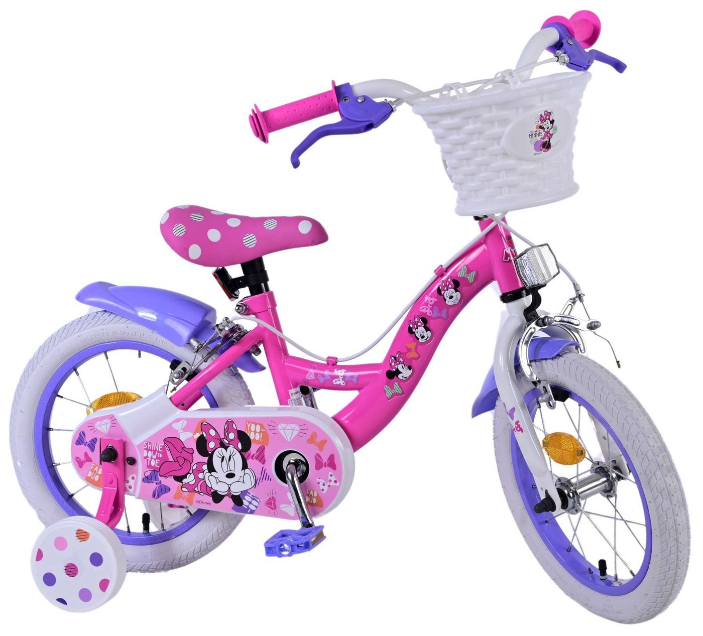Volare Kinderfahrrad Kinderfahrrad Disney Minnie für Mädchen 14 Zoll Kinderrad in Rosa von Volare