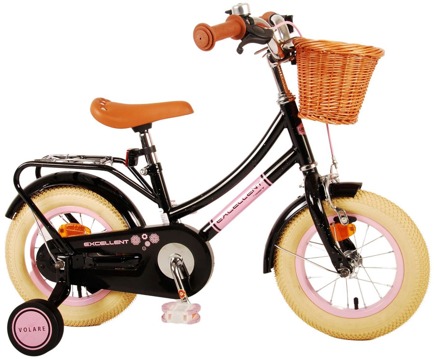 Volare Kinderfahrrad Kinderfahrrad Excellent für Mädchen 12 Zoll Kinderrad in Schwarz von Volare