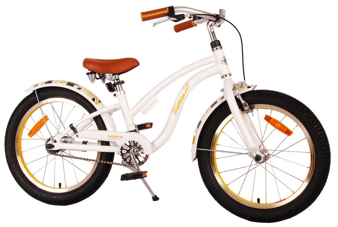 Volare Kinderfahrrad Kinderfahrrad Miracle Cruiser für Mädchen 18 Zoll Kinderrad in Weiß von Volare
