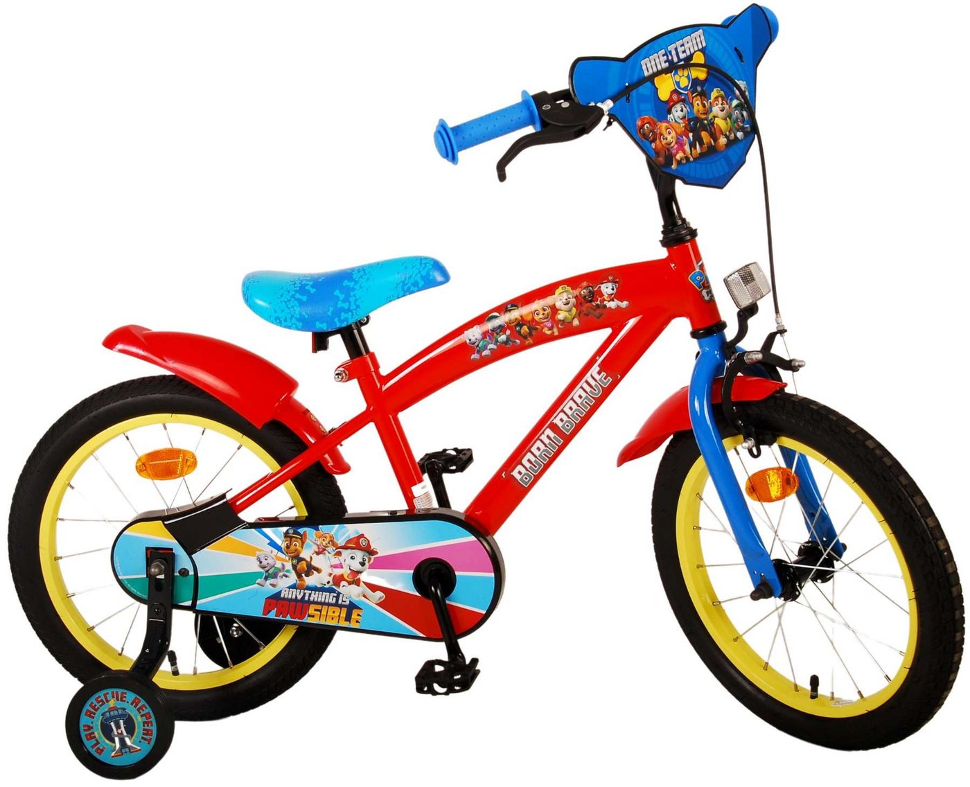 Volare Kinderfahrrad Kinderfahrrad Paw Patrol Fahrrad für Jungen 16 Zoll Kinderrad Rot Blau von Volare