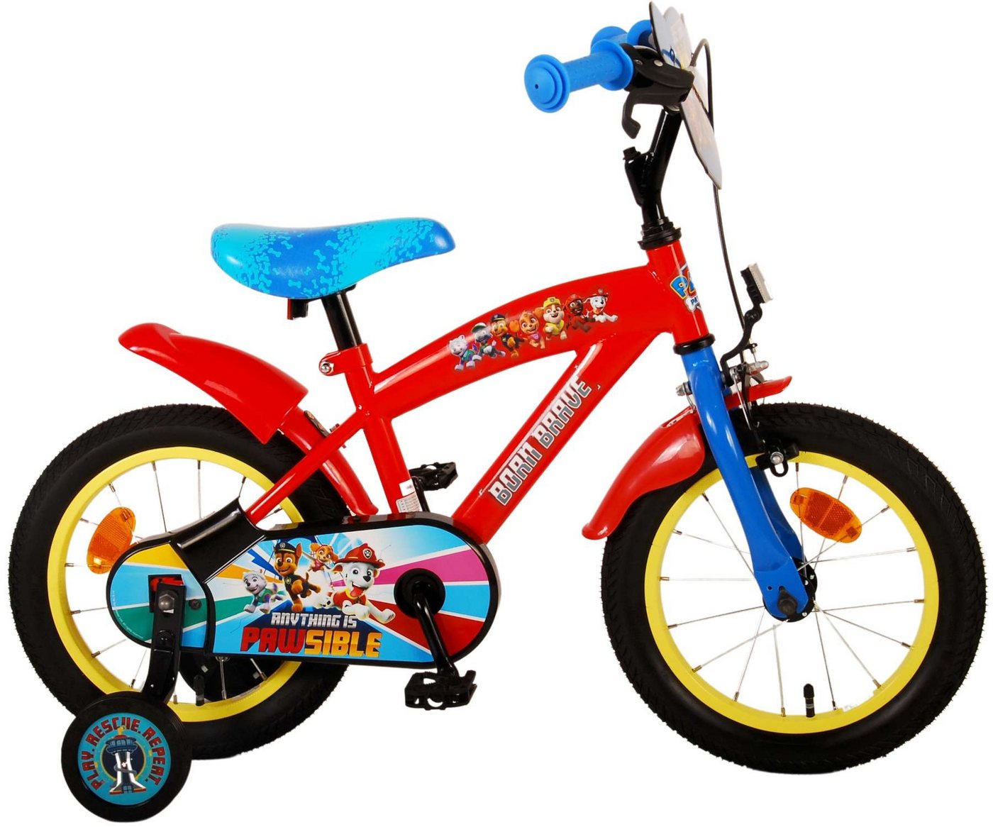 Volare Kinderfahrrad Kinderfahrrad Paw Patrol für Jungen 14 Zoll Kinderrad in Rot/Blau von Volare