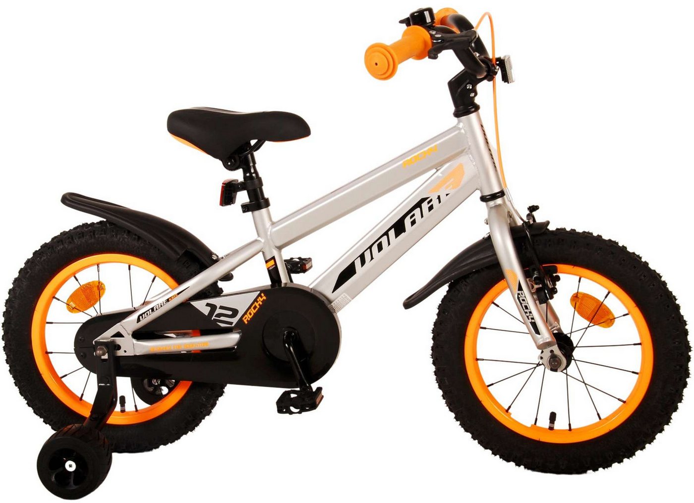 Volare Kinderfahrrad Kinderfahrrad Rocky für Jungen 14 Zoll Kinderrad in Grau Fahrrad von Volare