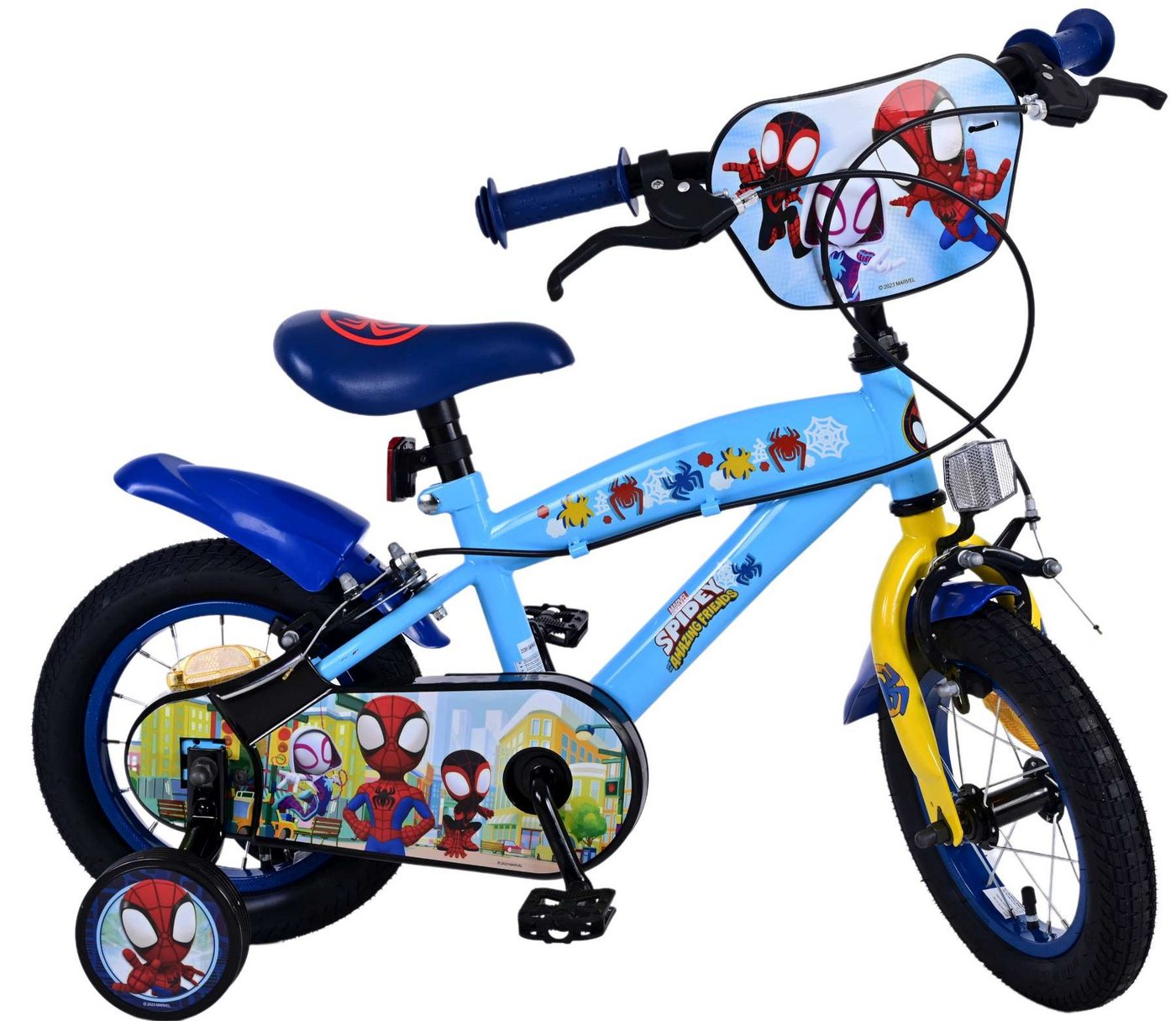 Volare Kinderfahrrad Kinderfahrrad Spidey für Jungen 12 Zoll Kinderrad in Blau Fahrrad von Volare