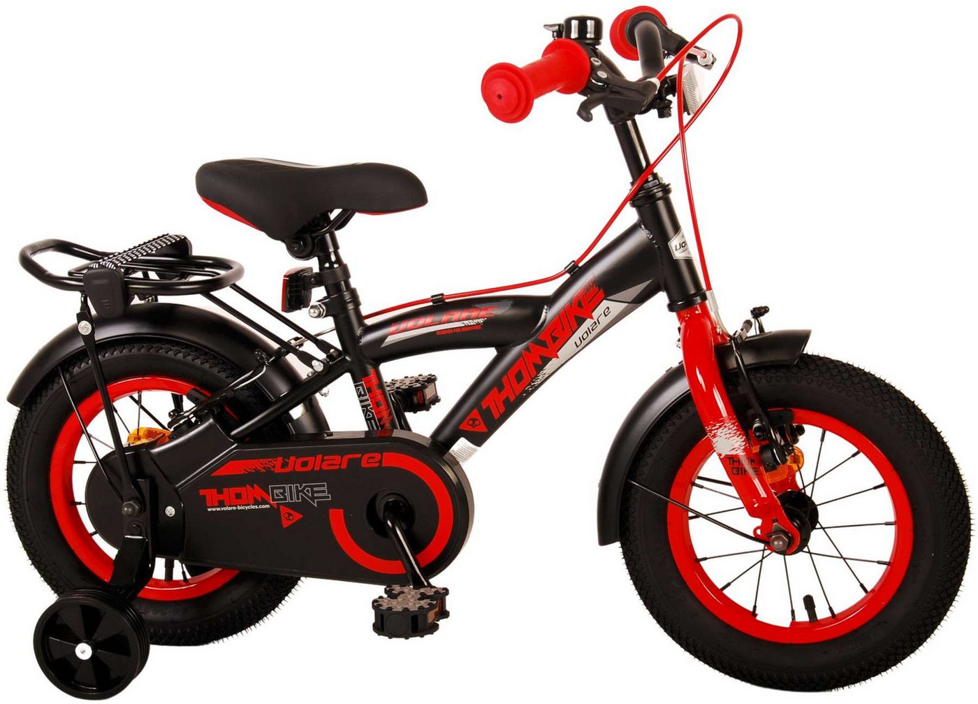 Volare Kinderfahrrad Kinderfahrrad Thombike für Jungen 12 Zoll Kinderrad in Schwarz Rot von Volare