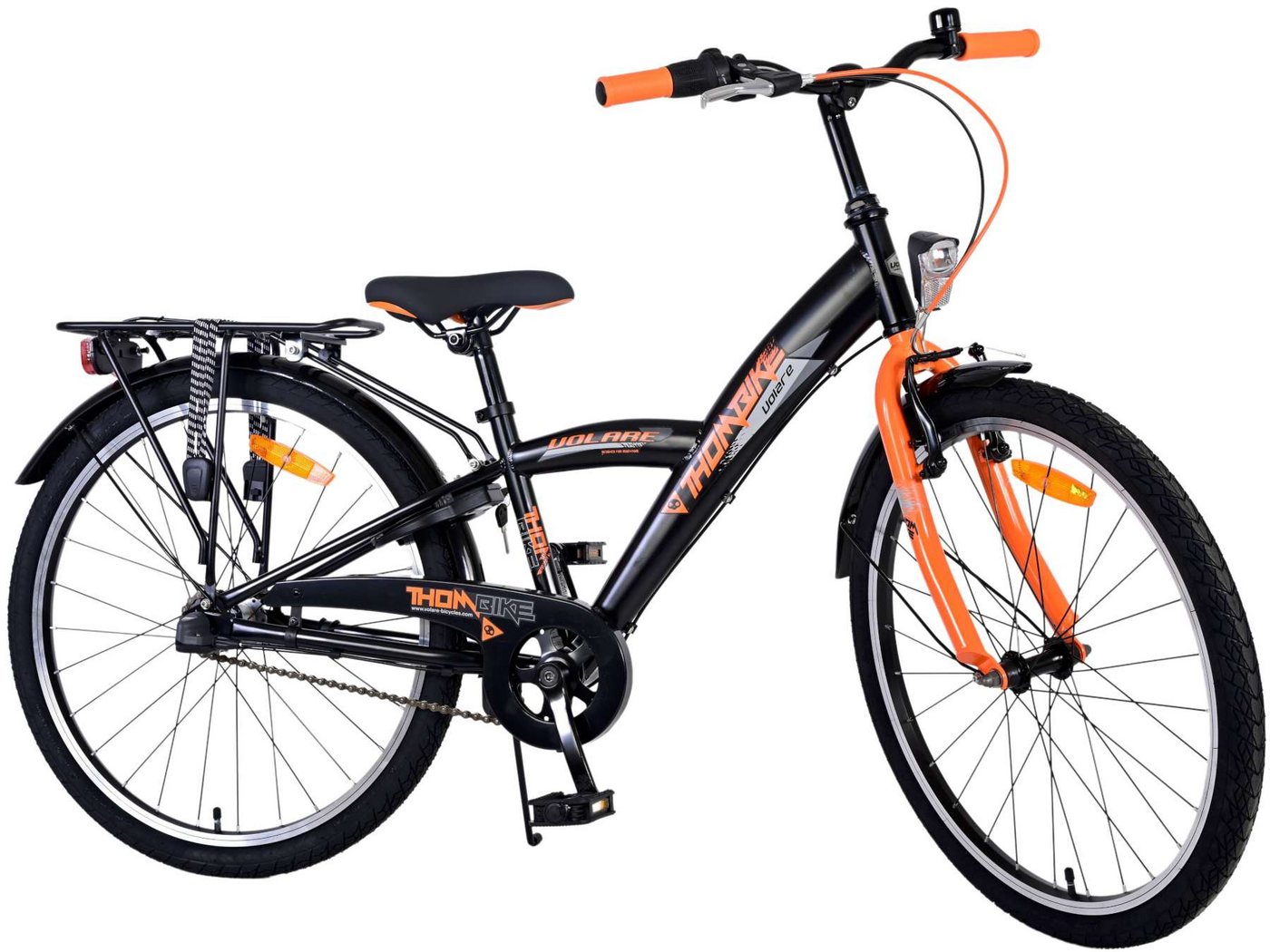 Volare Kinderfahrrad Kinderfahrrad Thombike für Jungen 24 Zoll Kinderrad in Schwarz Orange von Volare