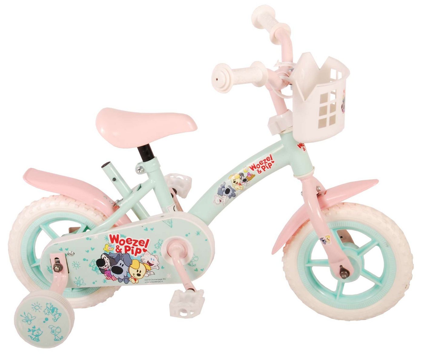 Volare Kinderfahrrad Kinderfahrrad Woezel & Pip für Mädchen 10 Zoll Kinderrad in Mint Blue von Volare