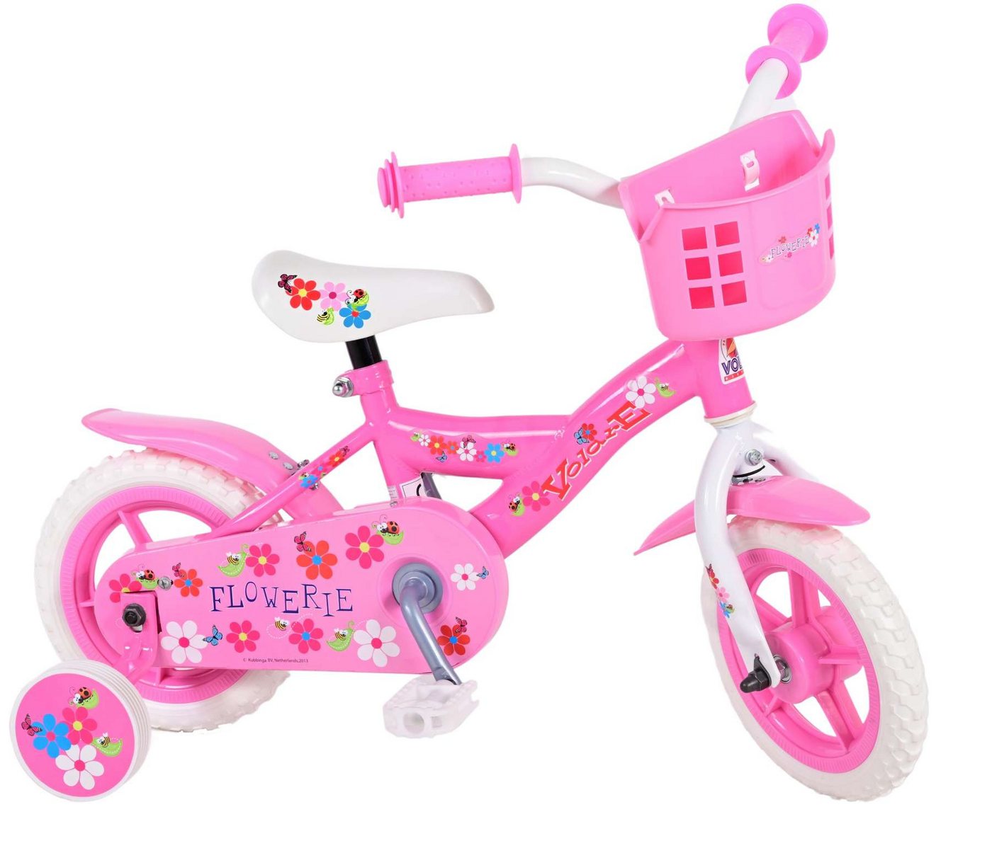 Volare Kinderfahrrad Kinderfahrrad Yipeeh Flowerie für Mädchen 10 Zoll Kinderrad Pink/Weiß von Volare