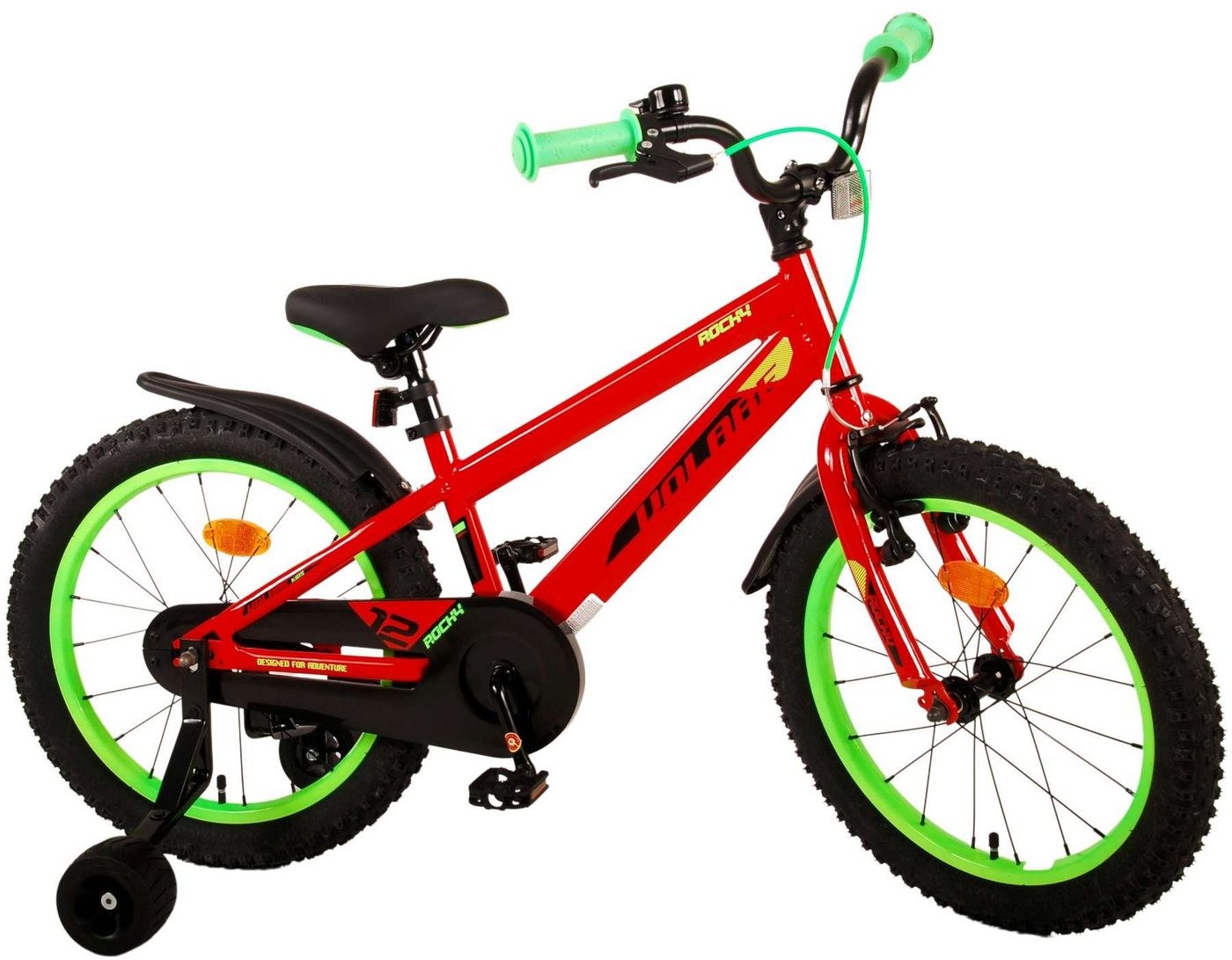 Volare Kinderfahrrad Rocky - Jungen - verschieden Farben und Größen - Rücktrittbremse, 85% zusammengebaut, bis 60 kg, 12,14,16 oder 18 Zoll, Stützräder von Volare