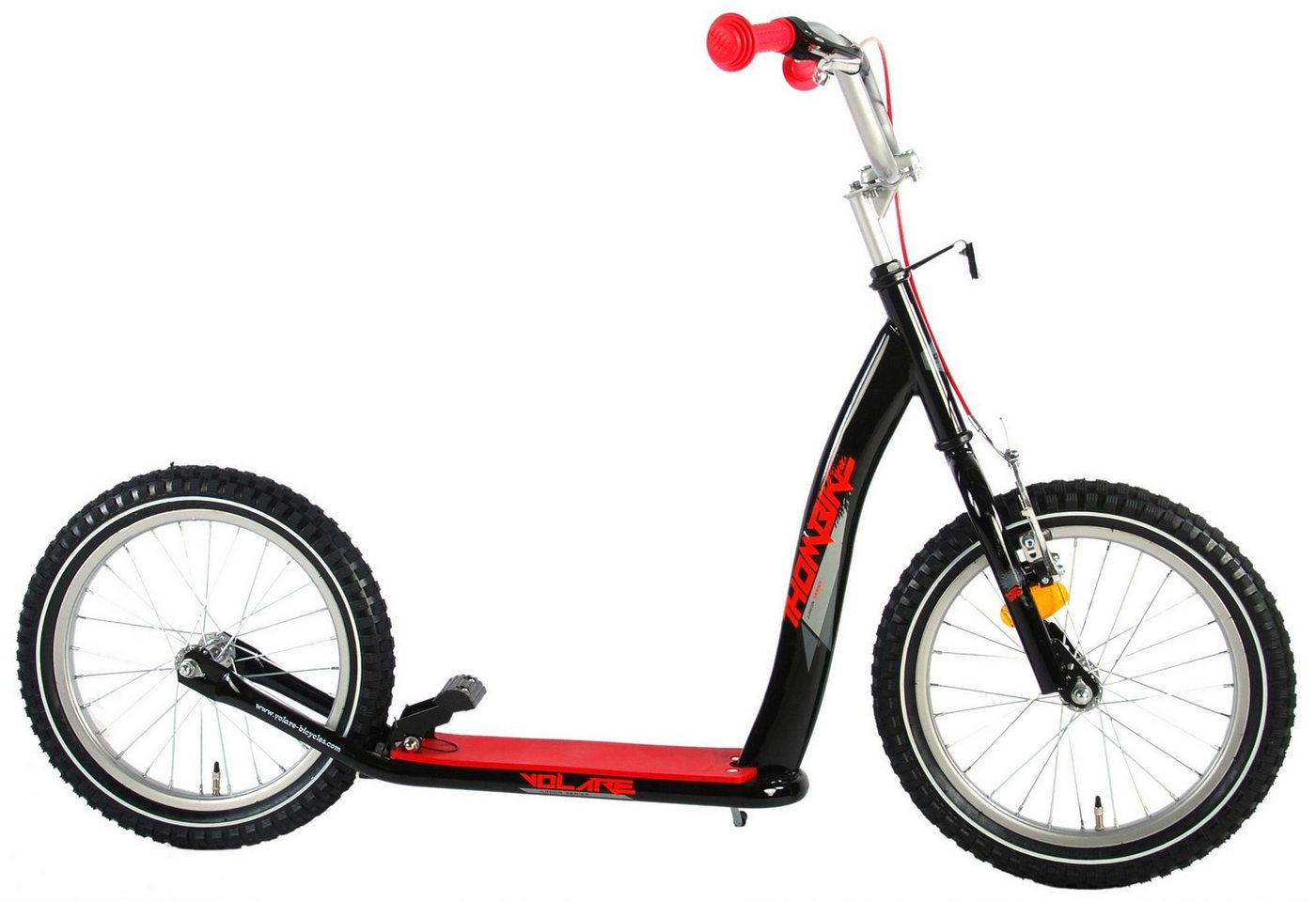 Volare Kinderfahrrad Roller 16 Zoll Kinderrad in Schwarz Rot Tretroller von Volare