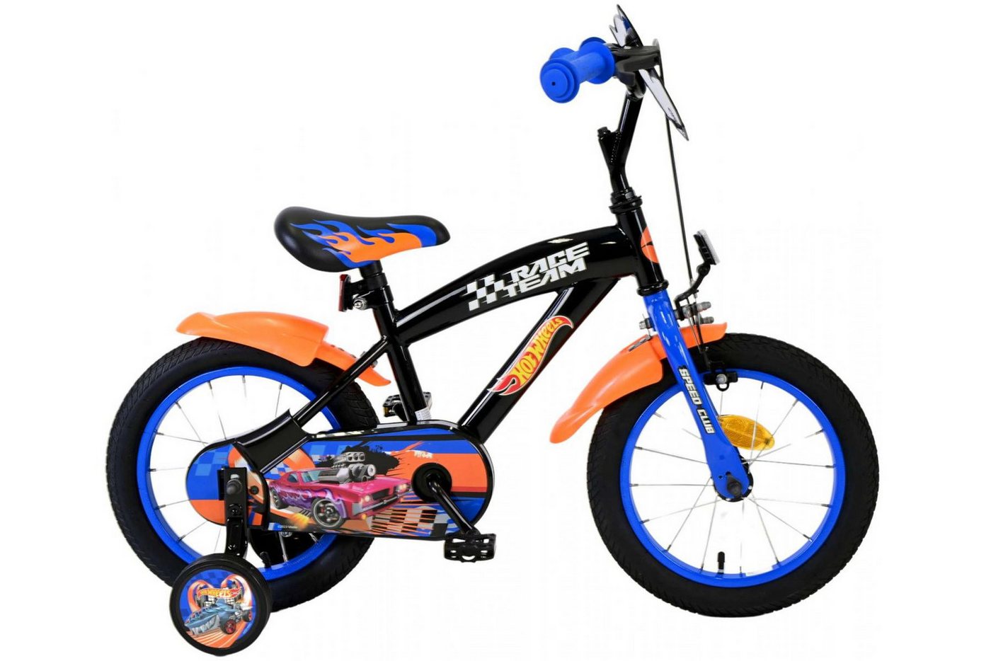 Volare Kinderfahrrad Volare Hot Wheels Kinderfahrrad für Jungen - 14 Zoll in Schwarz, Geschlossener Kettenkasten, abnehmbare Stützräder Volare Kinderfahrrad Volare Hot Wheels Kinderfahrrad für Jungen - 14 Zoll in Schwarz, Geschlossener Kettenkasten, abnehmbare Stützräder von Volare