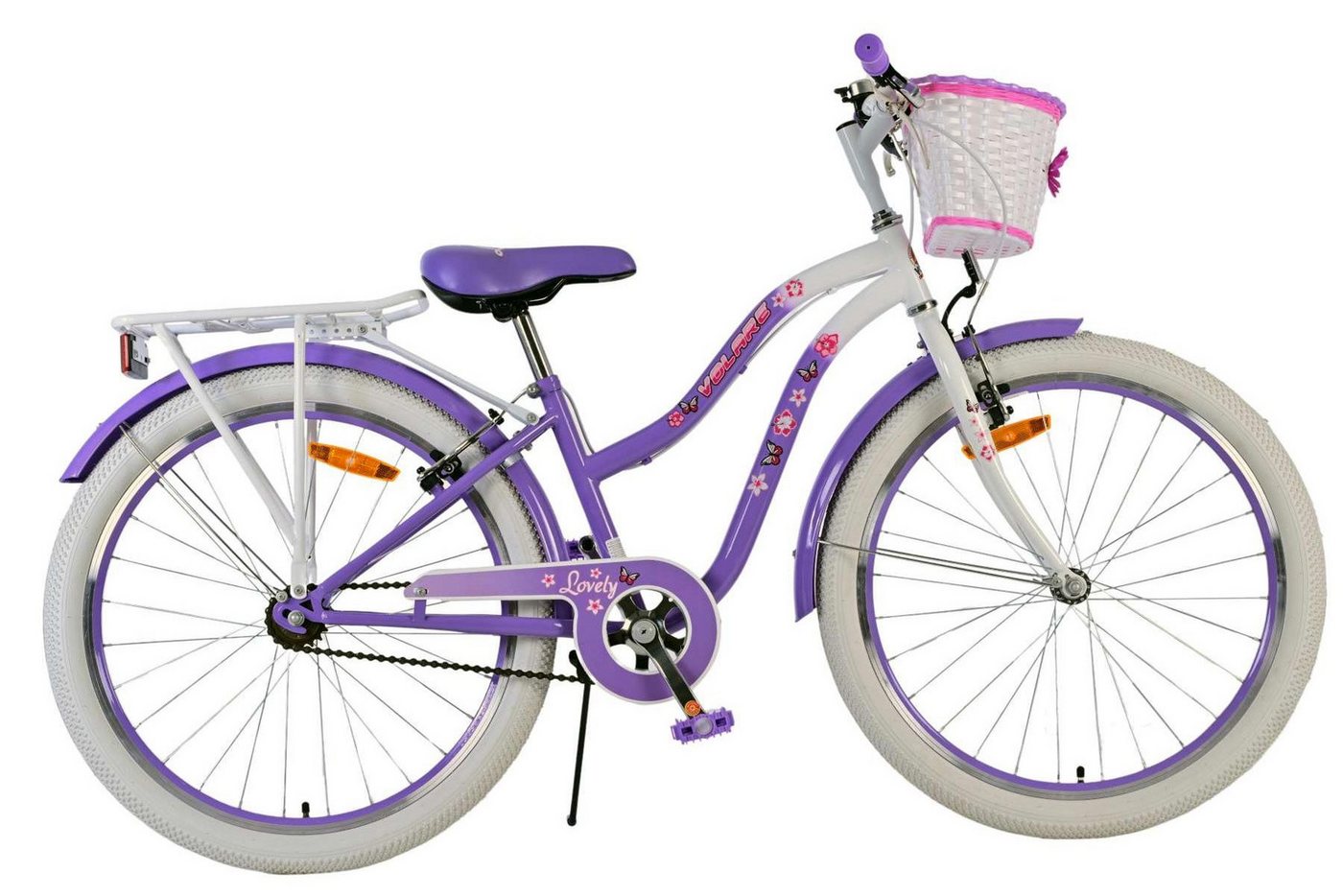 Volare Kinderfahrrad Volare Lovely Kinderfahrrad für Mädchen - 24 Zoll in Lila – Fahrspaß, Alter: 8 - 10 Jahre, Rahmenhöhe: 33.5 cm, Luftbereifung von Volare