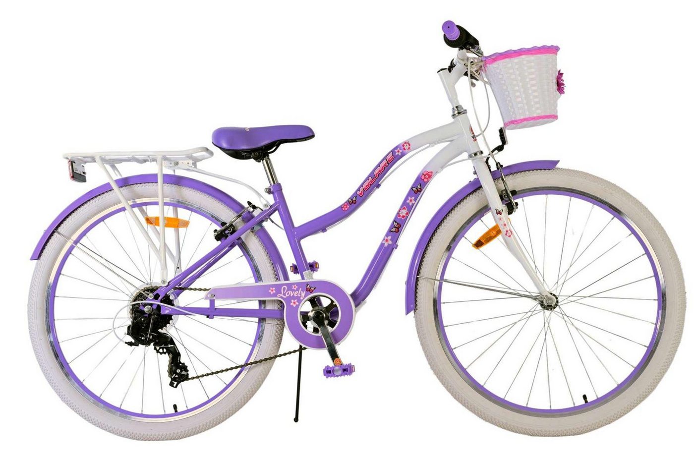 Volare Kinderfahrrad Volare Lovely Kinderfahrrad für Mädchen - 26 Zoll in Lila mit 7 Gängen, Das Fahrrad hat zwei Handbremsen Volare Kinderfahrrad Volare Lovely Kinderfahrrad für Mädchen - 26 Zoll in Lila mit 7 Gängen, Das Fahrrad hat zwei Handbremsen von Volare