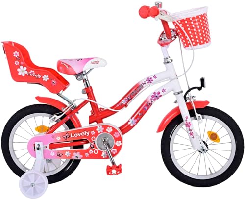Volare Lovely Kinderfahrrad - Mädchen - 14 Zoll - Rot Weiß - 2 Handbremsen Volare Lovely Kinderfahrrad - Mädchen - 14 Zoll - Rot Weiß - 2 Handbremsen von Volare
