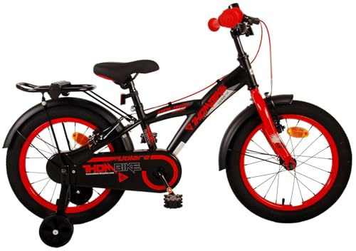 Volare Thombike Kinderfahrrad - Jungen - 16 Zoll - Schwarz Rot - Zweihandbremsen von Volare