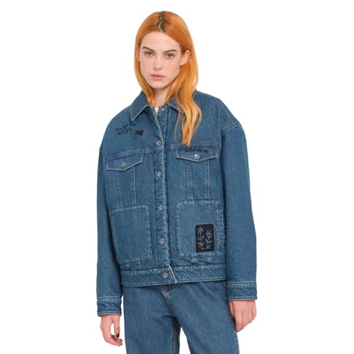 Volcom - Jacke FA Keutchi Denim VMI-Vintage Marbled Indigo Damen – Damen – Größe M – Blau von Volcom