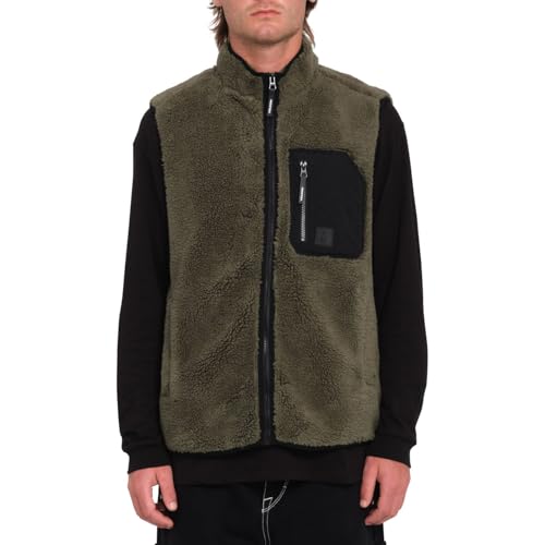 Volcom Muzzer Fuzzar Vest Wintermoss Herrenjacke, ärmellos, Größe S, Grün von Volcom