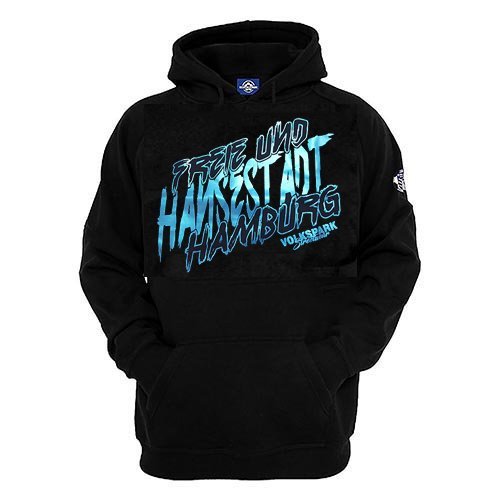 Herren Hoodie Freie Hansestadt Hamburg, Blau Metallic (Schwarz, 5XL) von Volkspark Hamburg Streetwear