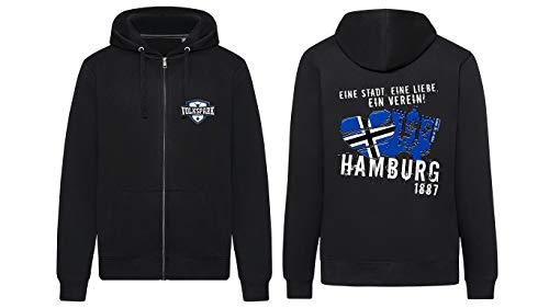 Volkspark Hamburg Streetwear Unisex Zip Hoodie Eine Stadt Eine Liebe EIN Verein (Schwarz, L) von Volkspark Hamburg Streetwear