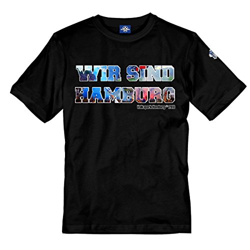 Wir sind Hamburg - Heren Shirt (Schwarz, 4XL) von Volkspark Hamburg Streetwear