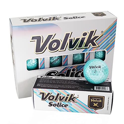 Volvik Solice Golfbälle Metallic – 12er Box - Bunt Distanzball Soft Golf Geschenk (Blau) von Volvik