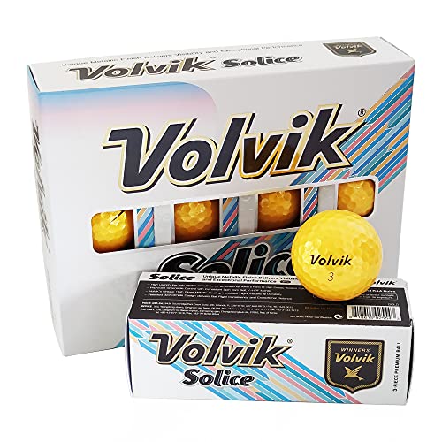 Volvik Solice Golfbälle Metallic – 12er Box - Bunt Distanzball Soft Golf Geschenk (Gold) von Volvik
