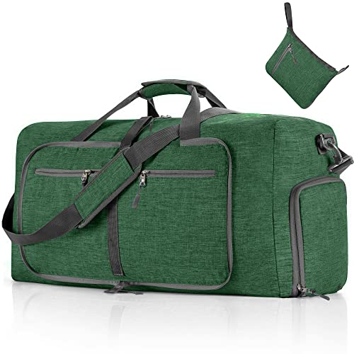 Vomgomfom 115L Reisetasche mit Schuhfach, Große Falttasche für Camping, Reisen, Fitness, Dunkelgrün von Vomgomfom