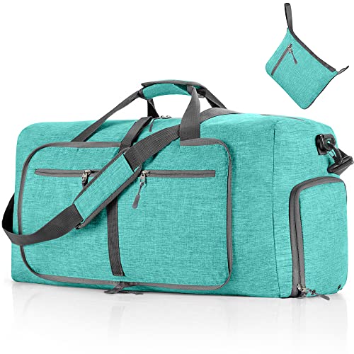 Vomgomfom Leichte Faltbare Reisetasche Groß 65L Sporttasche Damen Herren mit Schuhfach, Travel Duffle Bag Sport Tasche für Reisen Gym Urlaub Übernachtung (Grün) von Vomgomfom