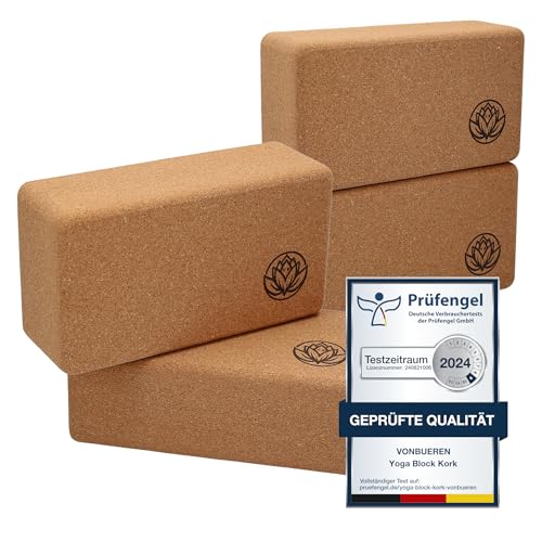 Yoga Block 4er Set VonBueren | Yogablöcke aus Kork | 22 x 12 x 7,5 cm je Yogablock | Yogazubehör für Damen und Herren | Hatha Klotz | Yogaklötze Yoga Block 4er Set VonBueren | Yogablöcke aus Kork | 22 x 12 x 7,5 cm je Yogablock | Yogazubehör für Damen und Herren | Hatha Klotz | Yogaklötze von VonBueren