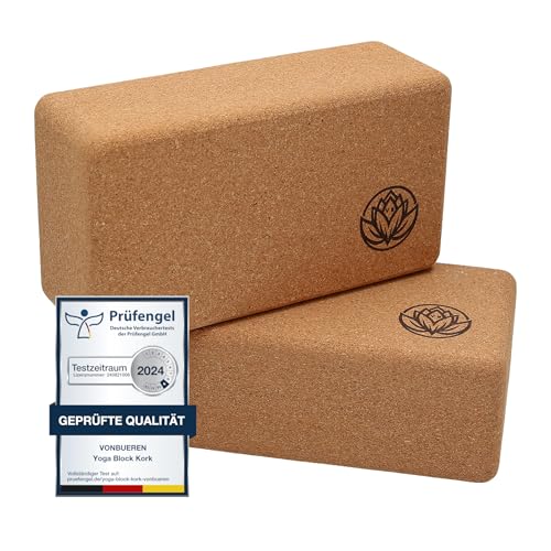Yoga Block 2er Set VonBueren | Yogablöcke aus Kork | 22 x 12 x 7,5 cm je Yogablock | Yogazubehör für Damen und Herren | Hatha Klotz | Yogaklötze Yoga Block 2er Set VonBueren | Yogablöcke aus Kork | 22 x 12 x 7,5 cm je Yogablock | Yogazubehör für Damen und Herren | Hatha Klotz | Yogaklötze von VonBueren