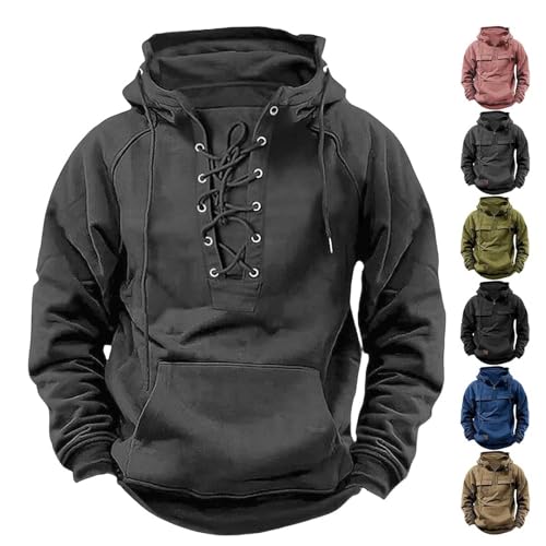 Vopetroy 2025 New Mens Tactical Hoodies Quater-Zip Pullover Vintage Sweatshirt Casual Long Sleeve Cargo Hoodie (Dark Gray,X-Large) von Vopetroy