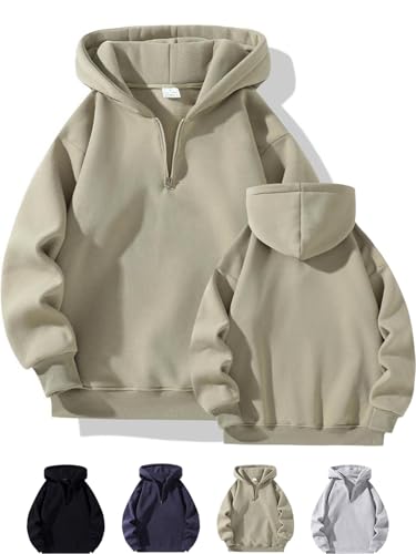 Vopetroy Men's Quarter Zip Pullover Hoodies,Half Zip Hoodie Men,Plain Hoodie, Sweatshirt Casual Pullover (Khaki,M) von Vopetroy