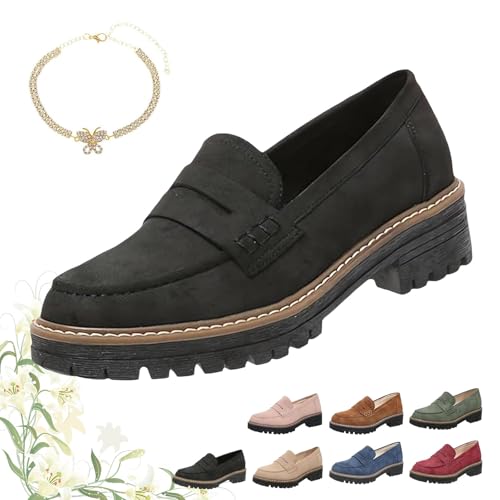 Vopetroy Orthoture - Orthopedic Platform Loafers, Lug Sole Loafers for Women, Slip On Comfort Casual Fashion (11,Black) von Vopetroy