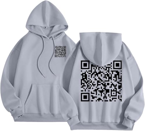 Vopetroy Unisex Funny Fu Qr Code Hoodie, Fu Qr Code Hoodie, Qr Code Fuck You Hoodie, Funny Qr Code Sweatshirt (Grey,2XL) von Vopetroy