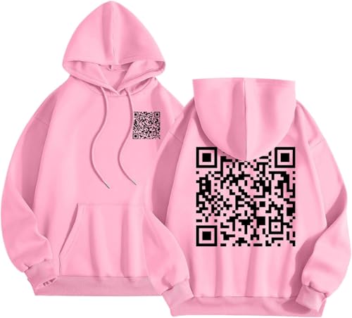 Vopetroy Unisex Funny Fu Qr Code Hoodie, Fu Qr Code Hoodie, Qr Code Fuck You Hoodie, Funny Qr Code Sweatshirt (Pink,M) von Vopetroy